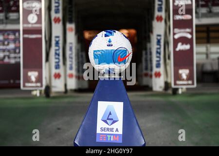 Marco Alpozzi/LaPresse 21. August 2021 Turin, Italien Sportfußball EXKLUSIV TURIN FC Torino vs Atalanta - Italienische Fußballmeisterschaft Liga A Tim 2021/2022 - Olimpico Grande Torino Stadion. Im Bild: Ball Stockfoto