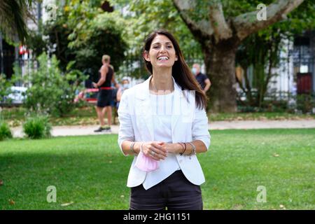 Mauro Scrobogna /LaPresse 26. August 2021 Rom, Italien Politik Kommunalwahlen Rom - Präsentation der Liste Ecodigital Rome Ökologe für Bürgermeister Raggi auf dem Foto: Virginia Raggi bei der Präsentation der Liste, die Virginia Raggi für eine zweite Amtszeit unterstützt Stockfoto