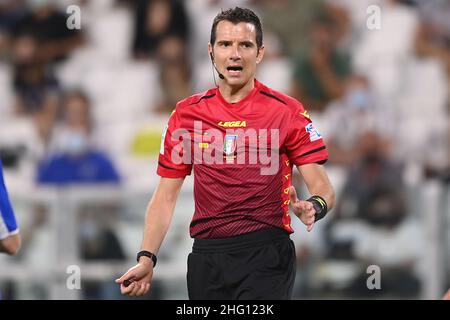 LaPresse - Fabio Ferrari 28. August 2021 Turin, Italien Sportfußball Juventus FC vs Empoli - Italienische Fußballmeisterschaft League A Tim 2021/2022 - Allianz Stadium. Im Bild:Gervasoni Schiedsrichter Stockfoto