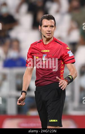 LaPresse - Fabio Ferrari 28. August 2021 Turin, Italien Sportfußball Juventus FC vs Empoli - Italienische Fußballmeisterschaft League A Tim 2021/2022 - Allianz Stadium. Im Bild:Gervasoni Schiedsrichter Stockfoto