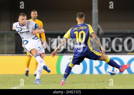 Paola Garbuio/LaPresse 27. August 2021 - Verona, Italien Sport, Soccer Hellas Verona vs inter - Italienische Serie A Fußballmeisterschaft 2021/2022 - Marcantonio Bentegodi Stadium. Auf dem Foto: Skriniar Mailand Stockfoto