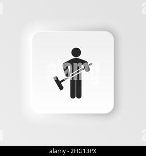 Fegende Person Symbol neumorpic Stil neumorphe Stil Vektor-Symbol isoliert auf weißem Hintergrund, fegende Person transparent Zeichen. Sauber, sauberer, cle Stock Vektor