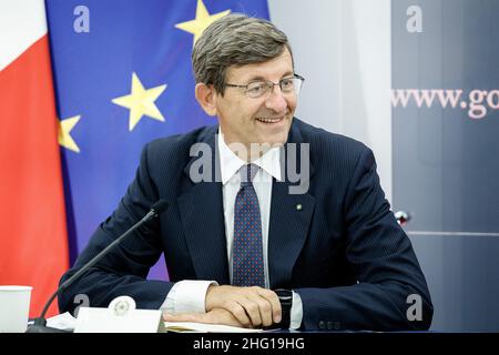 Roberto Monaldo / LaPresse 07-09-2021 Rom (Italien) der Minister für technologische Innovation Vittorio Colao stellt die Strategie Cloud Italia im Bild Vittorio Colao vor Stockfoto