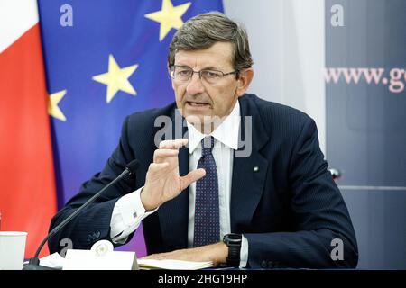 Roberto Monaldo / LaPresse 07-09-2021 Rom (Italien) der Minister für technologische Innovation Vittorio Colao stellt die Strategie Cloud Italia im Bild Vittorio Colao vor Stockfoto