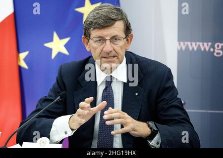 Roberto Monaldo / LaPresse 07-09-2021 Rom (Italien) der Minister für technologische Innovation Vittorio Colao stellt die Strategie Cloud Italia im Bild Vittorio Colao vor Stockfoto