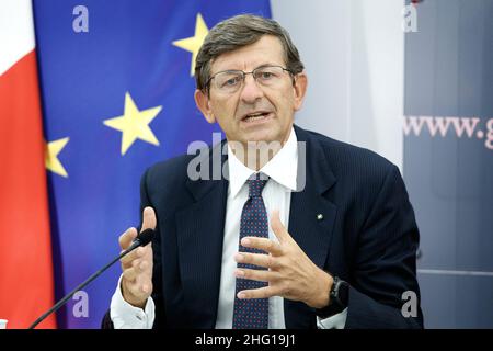 Roberto Monaldo / LaPresse 07-09-2021 Rom (Italien) der Minister für technologische Innovation Vittorio Colao stellt die Strategie Cloud Italia im Bild Vittorio Colao vor Stockfoto