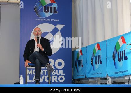 Foto Luigi Rega - LaPresse politica 10-09-2021 Cesenatico Uil Camp 2021 - Week end di formazione sindacale - Cesenatico Camping Village - Nella Foto: Stefano Bonaccini - Presidente della Regione Emilia-Romagna Foto Luigi Rega - LaPresse News 10-09-2021 Cesenatico Uil Camp 2021 im Bild:Stefano Bonaccini Stockfoto