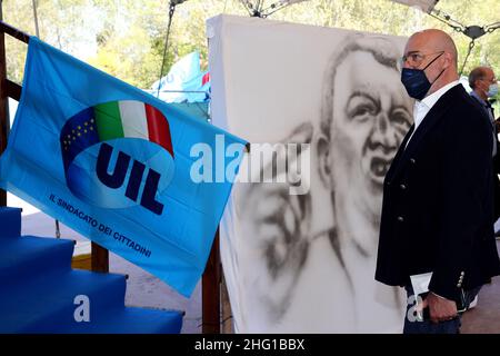 Foto Luigi Rega - LaPresse politica 10-09-2021 Cesenatico Uil Camp 2021 - Week end di formazione sindacale - Cesenatico Camping Village - Nella Foto: Stefano Bonaccini - Presidente della Regione Emilia-Romagna Foto Luigi Rega - LaPresse News 10-09-2021 Cesenatico Uil Camp 2021 im Bild:Stefano Bonaccini Stockfoto