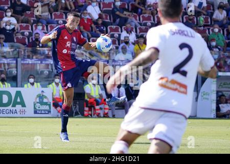 LaPresse/Alessandro Tocco 12. September 2021 Cagliari (Italien) Sport Soccer Cagliari Calcio vs Genua FC League A Tim 2021/2022 "Unipol Domus" Stadion&#xa0; im Bild:GABRIELE ZAPPA 25 (Cagliari Calcio) Stockfoto