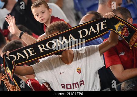Alfredo Falcone / LaPresse 16. September 2021 Rom, Italien Sport Soccer Roma - CSKA Sofia - Europa Conference League 2021/2022 - Olympiastadion von Rom im Bild:Unterstützer Stockfoto