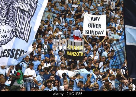 Fabrizio Corragetti / LaPresse 26st. September 2021 Rom, Italien Sportfußball SS Lazio vs AS Roma - Italienische Fußballmeisterschaft League A Tim 2021/2022 - Olympiastadion im Bild: Lazio Supporters Stockfoto