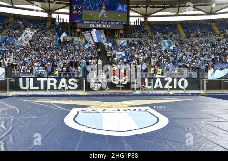 Fabrizio Corragetti / LaPresse 26st. September 2021 Rom, Italien Sportfußball SS Lazio vs AS Roma - Italienische Fußballmeisterschaft League A Tim 2021/2022 - Olympiastadion im Bild: Fans von Lazio Stockfoto