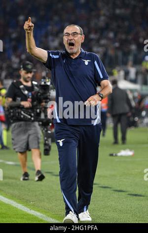 Fabrizio Corragetti / LaPresse 26st. September 2021 Rom, Italien Sportfußball SS Lazio vs AS Roma - Italienische Fußballmeisterschaft League A Tim 2021/2022 - Olympiastadion im Bild: Maurizio Sarri Stockfoto