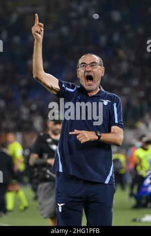 Fabrizio Corragetti / LaPresse 26st. September 2021 Rom, Italien Sportfußball SS Lazio vs AS Roma - Italienische Fußballmeisterschaft League A Tim 2021/2022 - Olympiastadion im Bild: Maurizio Sarri Stockfoto