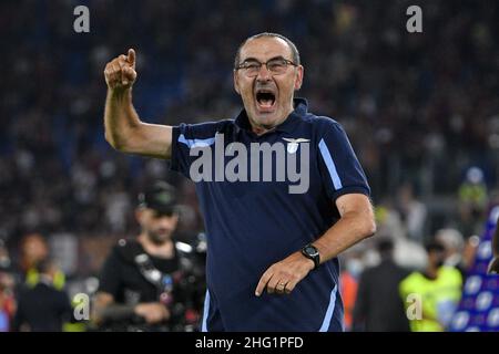 Fabrizio Corragetti / LaPresse 26st. September 2021 Rom, Italien Sportfußball SS Lazio vs AS Roma - Italienische Fußballmeisterschaft League A Tim 2021/2022 - Olympiastadion im Bild: Maurizio Sarri Stockfoto