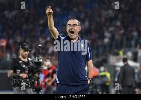 Fabrizio Corragetti / LaPresse 26st. September 2021 Rom, Italien Sportfußball SS Lazio vs AS Roma - Italienische Fußballmeisterschaft League A Tim 2021/2022 - Olympiastadion im Bild: Maurizio Sarri Stockfoto