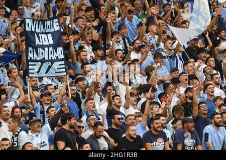 Fabrizio Corragetti / LaPresse 26st. September 2021 Rom, Italien Sportfußball SS Lazio vs AS Roma - Italienische Fußballmeisterschaft League A Tim 2021/2022 - Olympiastadion im Bild: Fans von Lazio Stockfoto