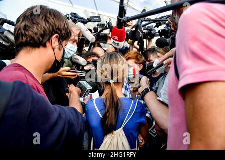 Claudio Furlan/LaPresse September 28, 2021 Milano , Italy News Ankunft der Umweltaktivistin Greta Thunberg auf der Konferenz Youth4Climate Stockfoto