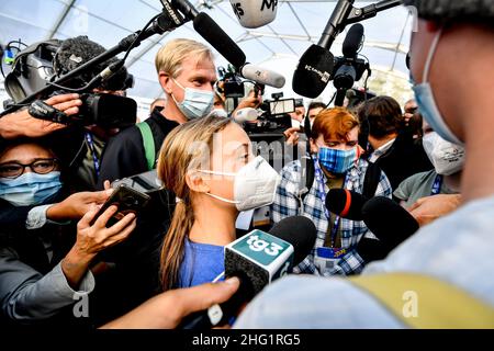 Claudio Furlan/LaPresse September 28, 2021 Milano , Italy News Ankunft der Umweltaktivistin Greta Thunberg auf der Konferenz Youth4Climate Stockfoto