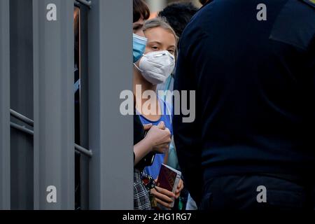 Claudio Furlan/LaPresse September 28, 2021 Milano , Italy News Ankunft der Umweltaktivistin Greta Thunberg auf der Konferenz Youth4Climate Stockfoto