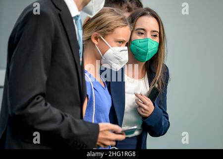 Claudio Furlan/LaPresse September 28, 2021 Milano , Italy News Ankunft der Umweltaktivistin Greta Thunberg auf der Konferenz Youth4Climate Stockfoto