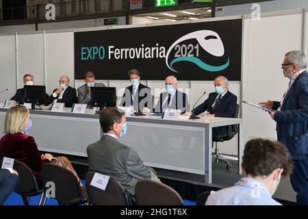 Gian Mattia D'Alberto - LaPresse 2021-09-28 Milano News Expo Ferroviaria 2021 auf dem Foto: Die Pressekonferenz Stockfoto