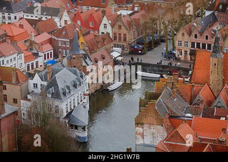 Hoher Winkel des Stadtzentrums von Brügge Stockfoto