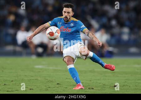 Alessandro Garofalo/LaPresse 30. September 2020 Neapel, Italien Fußballsport Napoli vs Spartak Mosca - Europa League 2021/2022 - Stadion Diego Armando Maradona. Im Bild: Mario Rui (SSC Napoli); Stockfoto