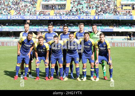 Paola Garbuio/LaPresse 03. Oktober 2021 - Verona, Italien Sport, Soccer Hellas Verona vs Spezia - Italienische Serie A Fußballmeisterschaft 2021/2022 - Marcantonio Bentegodi Stadion. Auf dem Foto: verona Team Stockfoto