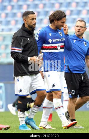 Foto Tano Pecoraro/LaPresse 03 Ottobre 2021 - Genua, Italia Sport, CalcioSampdoria vs Udinese - Campionato italiano di calcio Serie A Tim 2021/2022 - Stadio Luigi FerrarisNella foto: QuagliarellaPhoto Tano Pecoraro/LaPresse 03. Oktober 2021 - Genua, Italien Sport, Fußball Sampdoria vs Udinese - Italienische Serie A Fußballmeisterschaft 2021/2022 - Luigi Ferraris StadiumAuf dem Foto: quagliarella Stockfoto