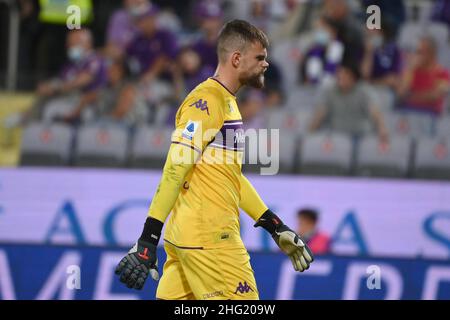 Foto Alfredo Falcone / LaPresse03 Ottobre 2021 FirenzeSport CalcioFiorentina - Napoli - Campionato di Calcio Serie A 2021/2022 - Stadio Artemio Franchi di FirenzeNella foto: DragowskiFoto Alfredo Falcone / LaPresse03. Oktober 2021 Florenz, ItalienSport SoccerFiorentina - Neapel - Italienische Fußball-Liga A 2021/2022 - Artemio Franchi Stadion von FlorenceIm Bild: Dragowski Stockfoto