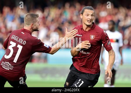 Alessandro Garofalo/LaPresse 02. Oktober 2021 Salerno, Italien Sportfußball Salernitana vs Genua - Italienische Fußballmeisterschaft Liga A 2021/2022 - Arechi Stadion. Im Bild: Milan Djuric (US Salernitana 1919); Stockfoto