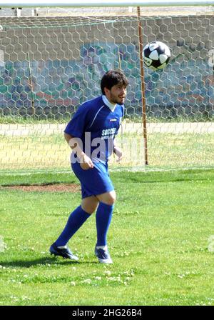 Diego Sinagra bekannt als Diego Maradona, Sohn von Diego Armando Maradona spielt bei einem Wohltätigkeitsfußballspiel in san giovanni rotondo, Italien Stockfoto