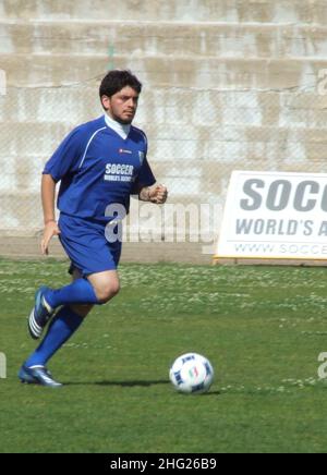 Diego Sinagra bekannt als Diego Maradona, Sohn von Diego Armando Maradona spielt bei einem Wohltätigkeitsfußballspiel in san giovanni rotondo, Italien Stockfoto