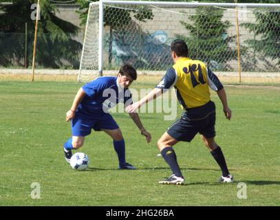 Diego Sinagra bekannt als Diego Maradona, Sohn von Diego Armando Maradona spielt bei einem Wohltätigkeitsfußballspiel in san giovanni rotondo, Italien Stockfoto