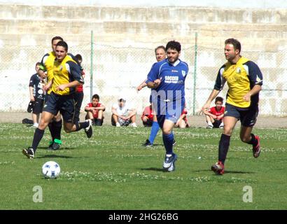 Diego Sinagra bekannt als Diego Maradona, Sohn von Diego Armando Maradona spielt bei einem Wohltätigkeitsfußballspiel in san giovanni rotondo, Italien Stockfoto