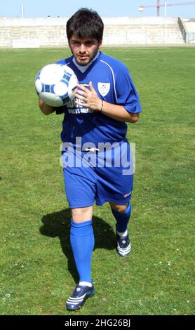 Diego Sinagra bekannt als Diego Maradona, Sohn von Diego Armando Maradona spielt bei einem Wohltätigkeitsfußballspiel in san giovanni rotondo, Italien Stockfoto