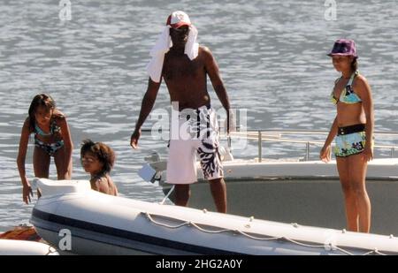 Don Cheadle und seine Familie zu Gast in George Clooney's Villa Oleondra, in Laglio, Comer See, Italien. Stockfoto