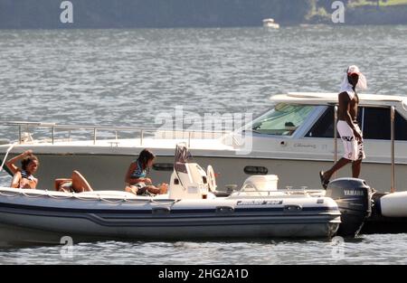 Don Cheadle und seine Familie zu Gast in George Clooney's Villa Oleondra, in Laglio, Comer See, Italien. Stockfoto