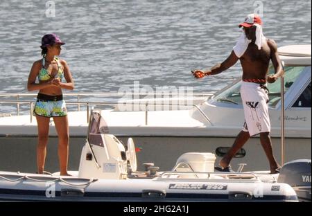 Don Cheadle und seine Familie zu Gast in George Clooney's Villa Oleondra, in Laglio, Comer See, Italien. Stockfoto