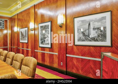 Konferenzraum „Directors Room“. Art déco-Stil. Liberty Tower, Dayton, Ohio, USA. Stockfoto