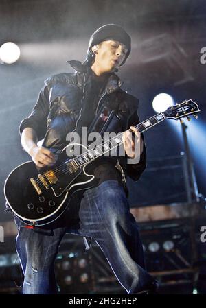 Tokio Hotel treten während der „Welcome to Humanoid City“-Tour, Padova Italien, auf. Stockfoto