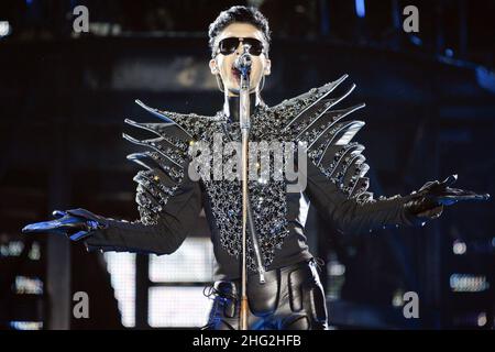 Tokio Hotel treten während der „Welcome to Humanoid City“-Tour, Padova Italien, auf. Stockfoto