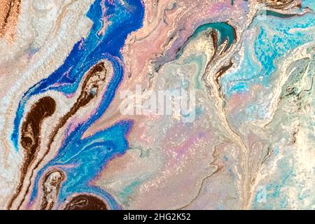 Abstrakt gemalter Hintergrund, mehrfarbiger Marmor gemalter Hintergrund, Textur. Tapete Acryl Aquarellfarbe Stockfoto