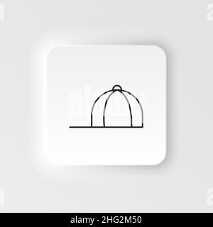 Mütze, Hutsymbol. Einfache Elementdarstellung natürliches Konzept. Mütze, Hutsymbol. Vektorsymbol im Neumorphen-Stil auf weißem Hintergrund Stock Vektor