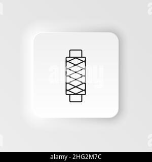 Symbol für Spule, Textilfaden. Einfache Elementdarstellung natürliches Konzept. Symbol für Spule, Textilfaden. Vektorsymbol im Neumorphen-Stil auf weißem Hintergrund Stock Vektor