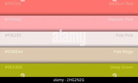 Farbpalette. Webfarben. Beispiel Farben Katalog. Auswahl der Farben im Web-Design HTML. Farbenfroher heller Hintergrund. RGB. CMMK. Druck-ho Stockfoto