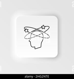 Krankheiten, Gehirn, Medizin Vektor. Muskelschmerzen, Erkältung und Bronchitis, Lungenentzündung und Fieber, Gesundheit medizinische Illustration - neumorphe Stil Vektor-Symbol . Stock Vektor