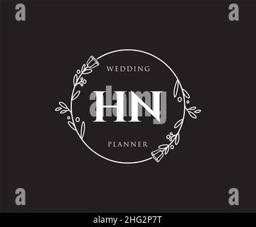 Feminines HN-Logo. Verwendbar für Natur, Salon, Spa, Kosmetik und Beauty Logos. Flaches Vektor-Logo-Design-Template-Element. Stock Vektor