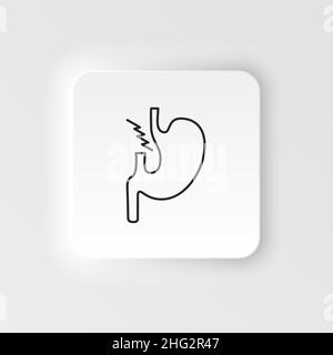Krankheiten, Magen Vektor. Muskelschmerzen, Erkältung und Bronchitis, Lungenentzündung und Fieber, Gesundheit medizinische Illustration - neumorphe Stil Vektor-Symbol . Stock Vektor